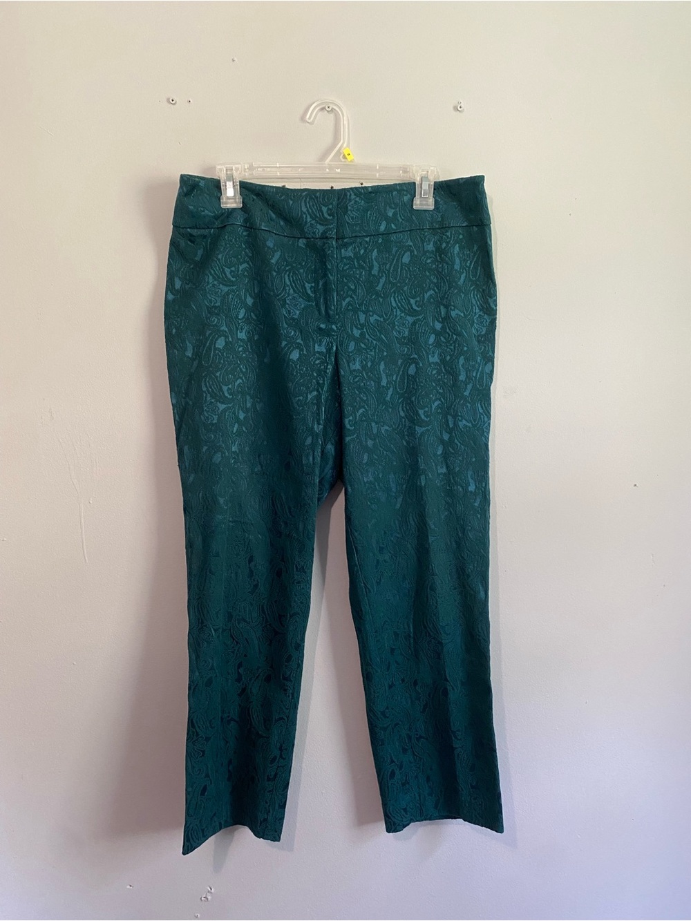 LOFT Teal Paisley-Pattern Straight Leg Pants